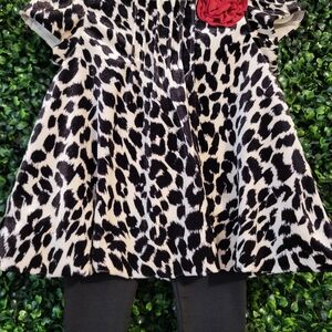 Leopard Print Dress with Red Flower Accent